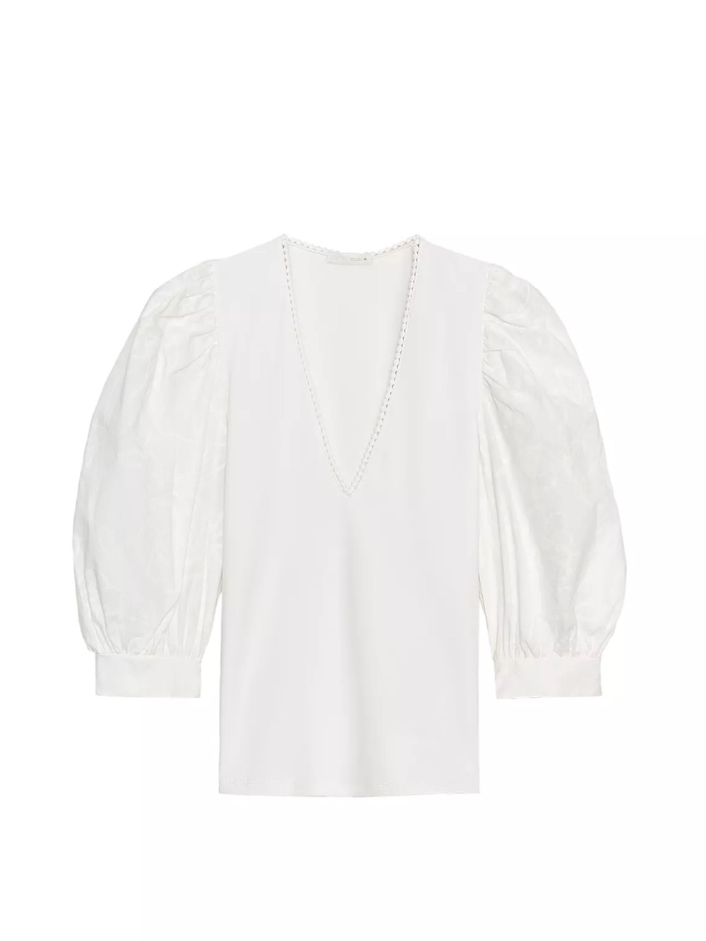 Zara Puff Sleeve Embroidered Floral Blouse